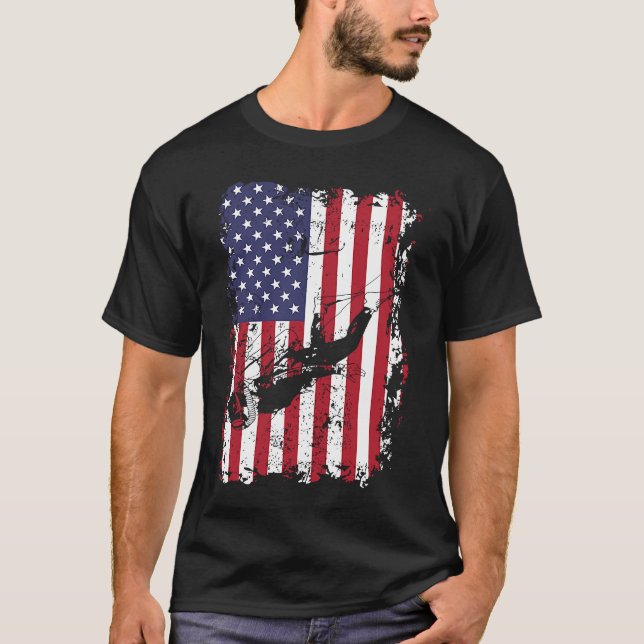 T-shirt Plongée sous-marine États-Unis Drapeau Freediving (Devant)