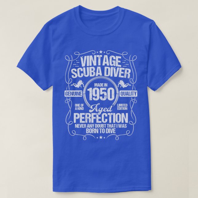 T-shirt Plongée sous-marine Idée Anniversaire 1950 Plongée (Design devant)