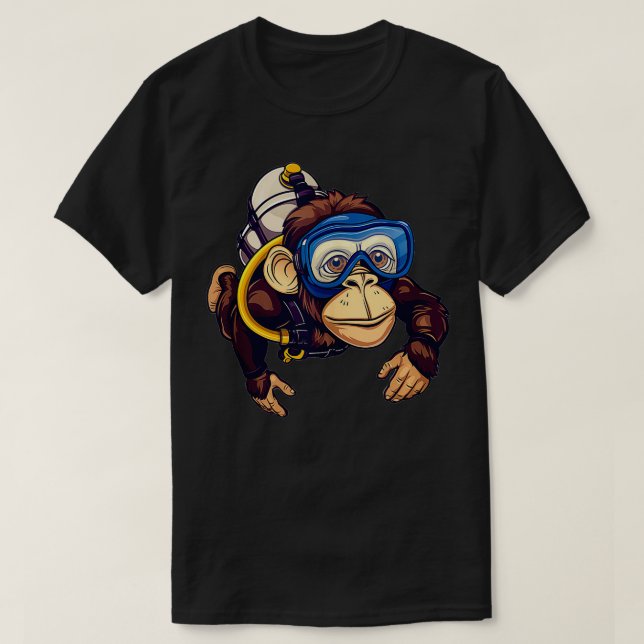 T-shirt Plongée Sous-Marine Monkey Cute Monkey Dans Plongé (Design devant)