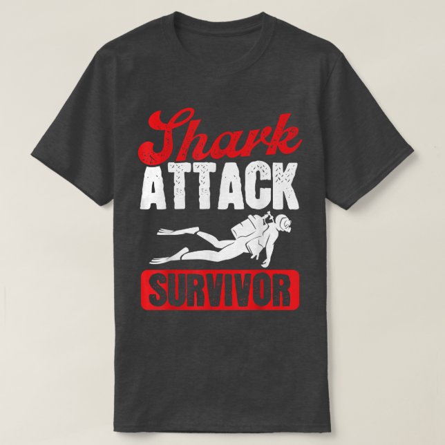 T-shirt Plongée sous-marine s Attaque de requin Survivant  (Design devant)
