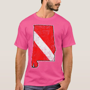 T-shirt Plongée vintage Alabama Scuba Dive Carte Drapeau P