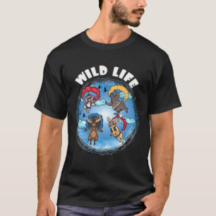 T-shirt Plongeon Céleste Drôle Avec Cerf Raton Laveur Éla