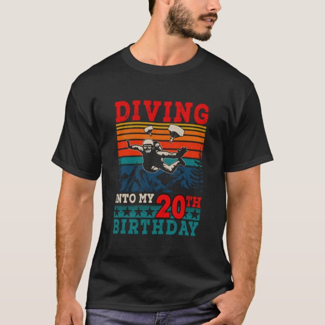 T-shirt Plongeon dans mon 20e saut en parachute (Devant)