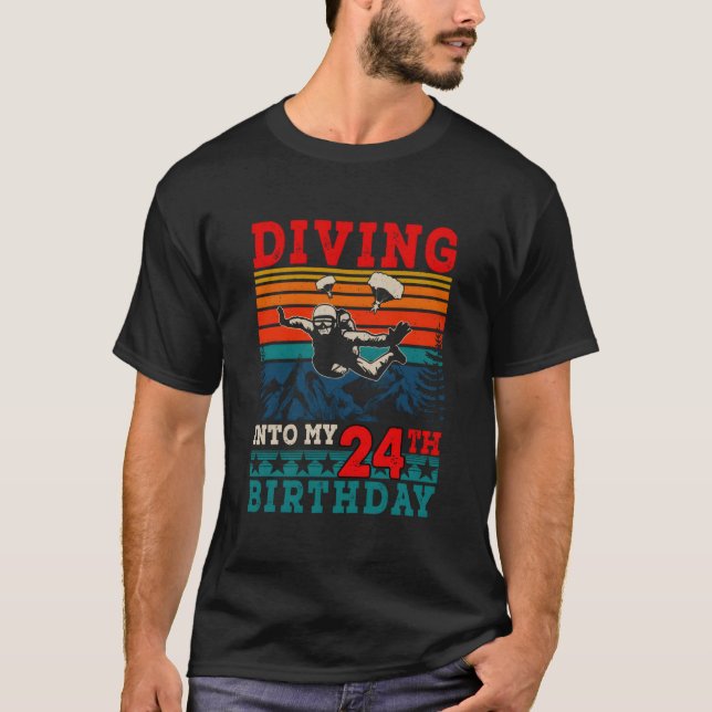 T-shirt Plongeon Dans Mon 24E Saut En Parachute (Devant)
