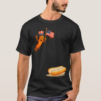 T-shirt Plongeon de la liberté Hotdog Drôle Oncle Sam Hot