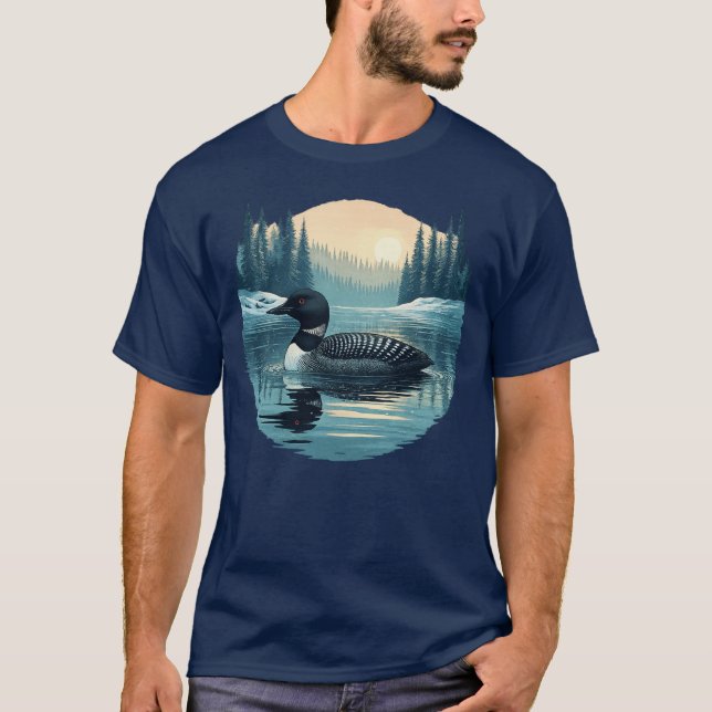 T-shirt Plongeon huard - Conception de Noël de chalet d'hi (Devant)