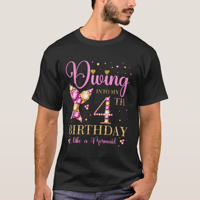 T-shirt Plonger Dans Mon 4E Anniversaire Comme Une Sirène  (Devant)