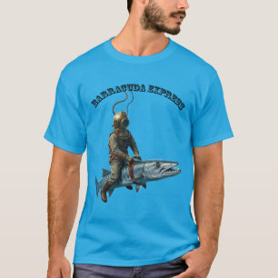 T-shirt Plongeur casque vintage à bord d'un poisson Barrac