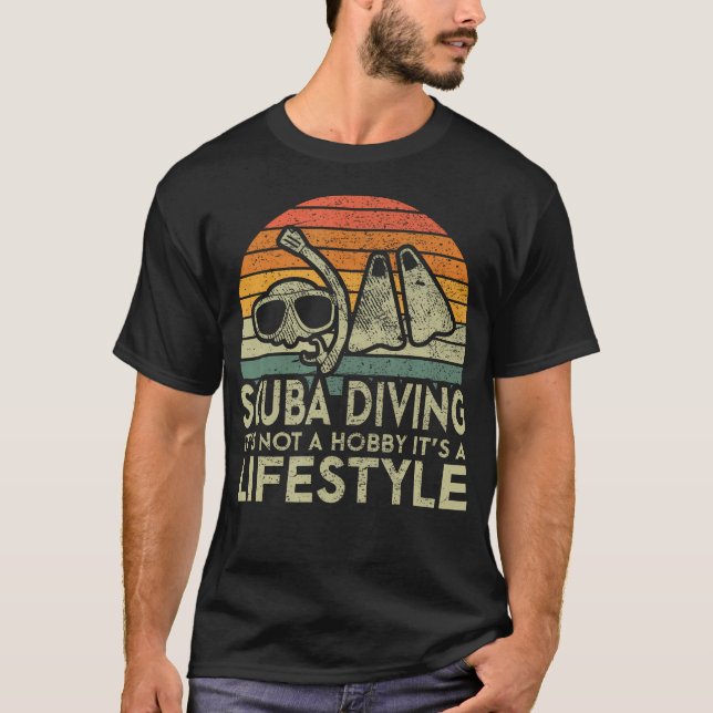 T-shirt Plongeur de plongée en scaphandre rétro (Devant)