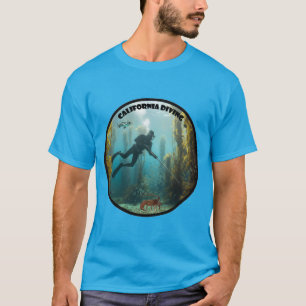 T-shirt Plongeur en apnée en Californie avec des algues et