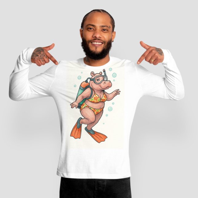 T-shirt Plongeur hippopotame sous l'eau (Créateur téléchargé)