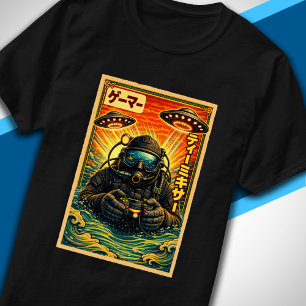 T-shirt Plongeur Scaphandrier Japonais Rétro Vintage UFO D