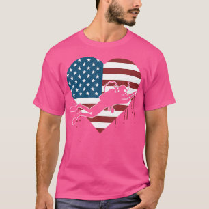 T-shirt Plongeur Scuba Drapeau américain Fier Ocean Freedi