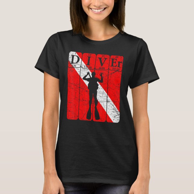 T-shirt Plongeur Scuba Éléments de tableau périodique Plon (Devant)