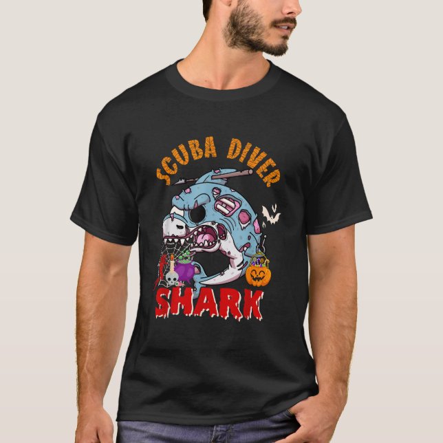 T-shirt Plongeur Scuba Requin Halloween Requin Horreur Zom (Devant)