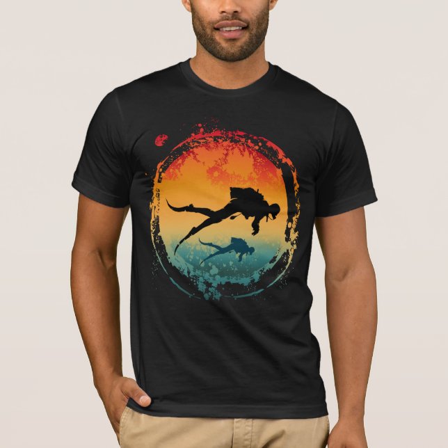 T-shirt Plongeur Silhouette Vintage (Devant)
