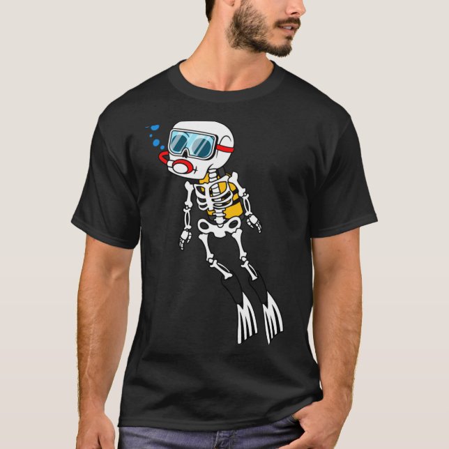 T-shirt Plongeur squelette Halloween plongée sous-marine (Devant)