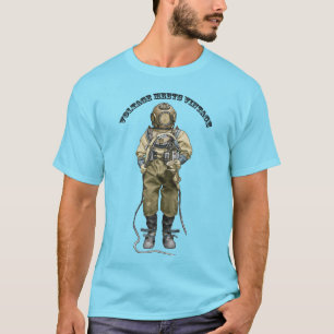T-shirt Plongeur vintage avec casque de plongée et lampe d