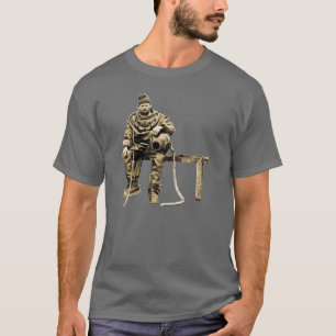 T-shirt Plongeur vintage avec le casque de plongée sur un