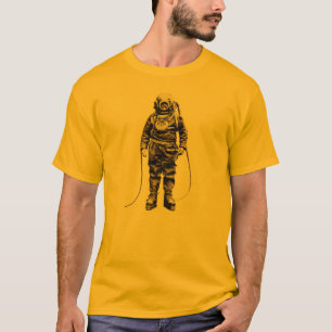 T-shirt Plongeur vintage avec le casque et l'équipement de