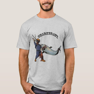 T-shirt Plongeur vintage combattant un requin sur un URM d