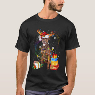 T-shirt Plott Hound Dog Reindeer Père Noël Christmas Funny