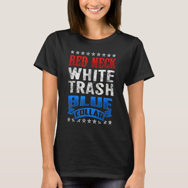 T-shirt Plouc Blanc Déchets Bleu Col Bleu Plouc (Devant)
