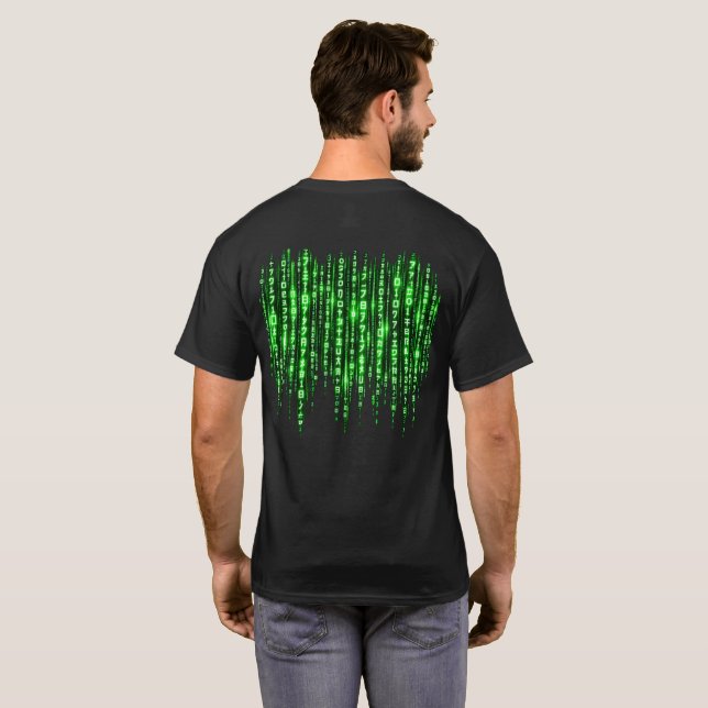 T-shirt Pluie de code numérique vert – Style Matrix Cyberp (Dos entier)