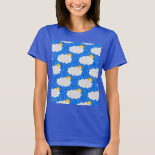 T-shirt Pluie de nuages de soleil Design Motif bleu
