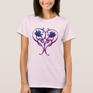 T-shirt Plum Blue Floral Art Design
