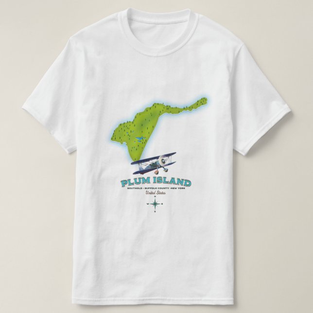 T-shirt Plum Island, comté de Southold Suffolk, carte de N (Design devant)