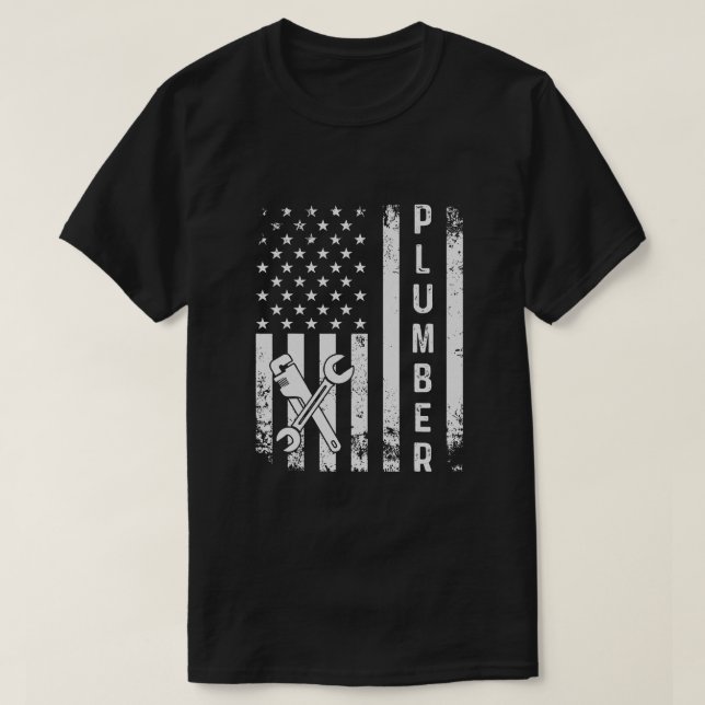 T-shirt Plumber American Flag Plumbing (Design devant)