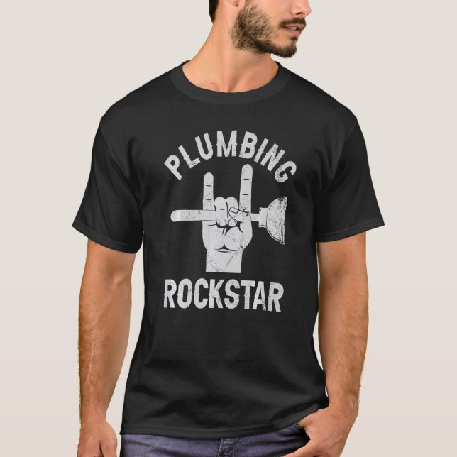 T-shirt Plumbing rockstar, funny plumber, toilet plunger h (Devant)