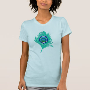 T-shirt Plume de paon en turquoise et bleu de cobalt