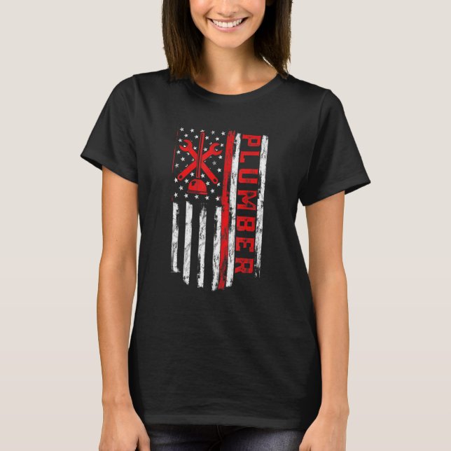 T-shirt Plumer Worker American Flag Patriotic Plumber 4t (Devant)