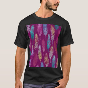 T-shirt Plumes colorées : motif arrière - plan violet.