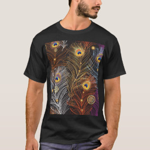T-shirt Plumes de paon doré : motif foncé.