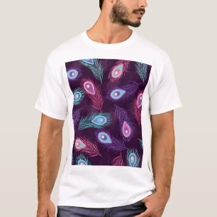 T-shirt Plumes de paon : Main Tirée Vintage.