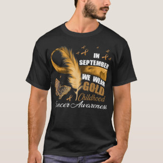T-shirt Plumes de ruban Or Sensibilisation au cancer de l'