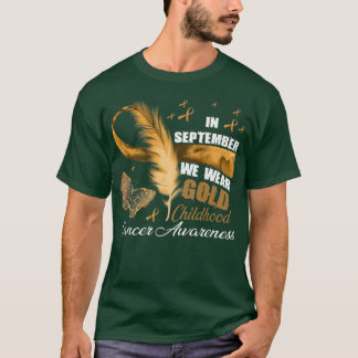 T-shirt Plumes de ruban Or Sensibilisation au cancer de l'