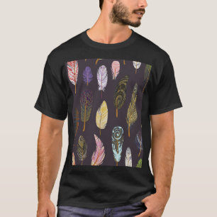T-shirt Plumes d'oiseaux colorées Motif d'aquarelle