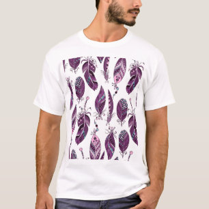 T-shirt Plumes violettes : Vintage Ornementale sans joint.