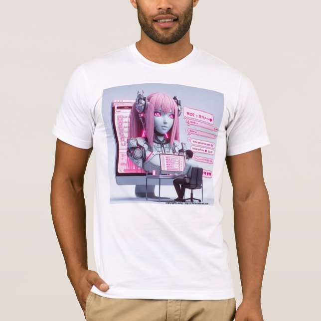 T-shirt Plus 萌 え J'Aime Les Chatbots Ai Robots Conception  (Devant)