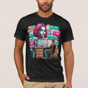 T-shirt Plus 萌 え J'Aime Les Chatbots Ai Robots Conception