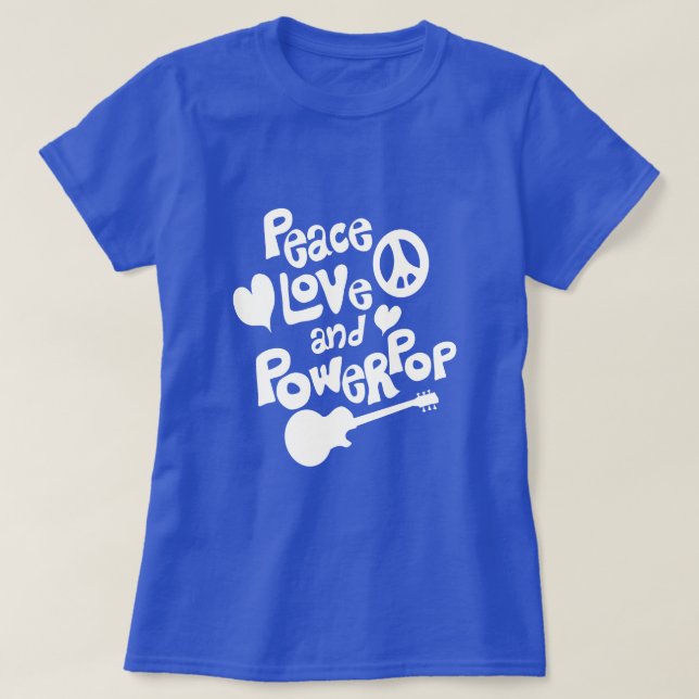 T-shirt Plus d'amour pour la paix et Powerpop (Design devant)