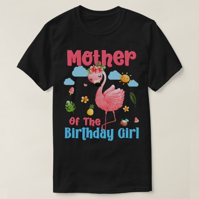 T-shirt plus de 2 ans filles tropicale flamingo famille bd (Design devant)