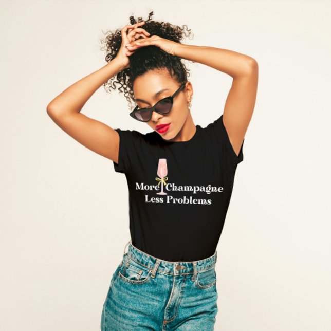 T-shirt "Plus de champagne, moins de problèmes" Fun Party (Créateur téléchargé)