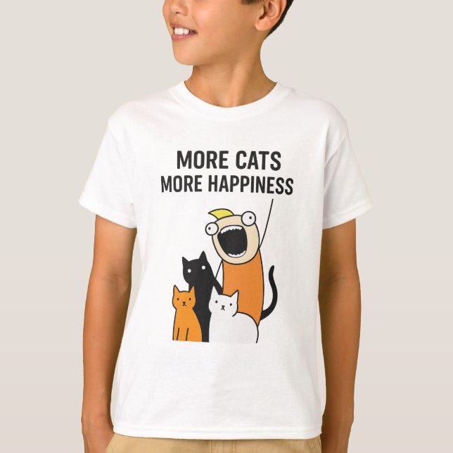 T-shirt Plus de chats Plus de bonheur (Devant)