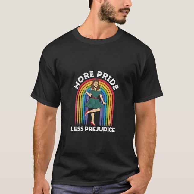 T-shirt Plus de fierté Moins de préjugé LGBT Pride Mois (Devant)