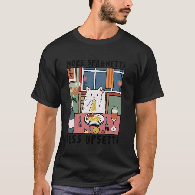 T-shirt Plus de Spaghetti Moins de Chat Italien Pasta Ment (Devant)